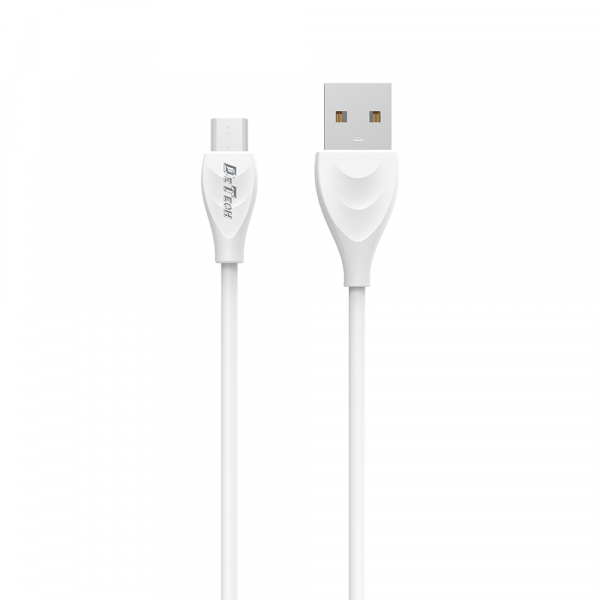 Кабел за данни DeTech DE-24M, Micro USB, 1.0m, Бял - 14126