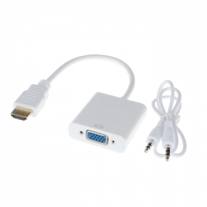 Преходник No brand, HDMI към VGA + AUDIO кабел, Бял - 18254