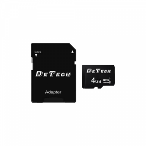 Карта памет DeTech Micro SDHC-I, 4GB, Class 10 + Адаптер - 62041