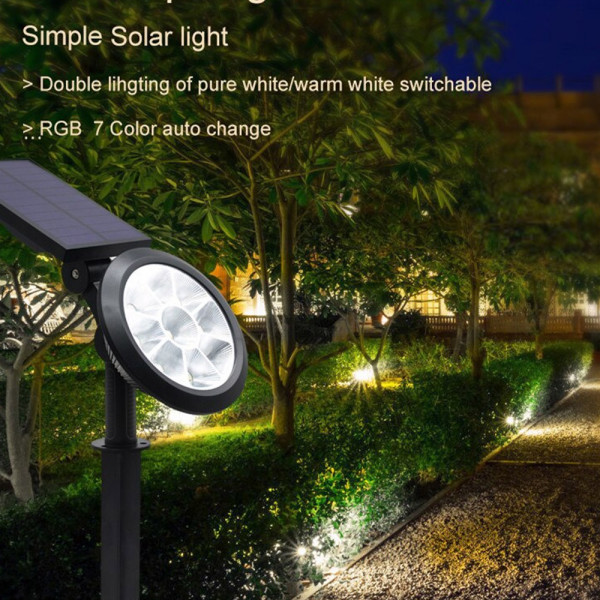 Водоустойчива мощна соларна LED лампа XF-708 с подвижна глава и слънчев панел, RGB