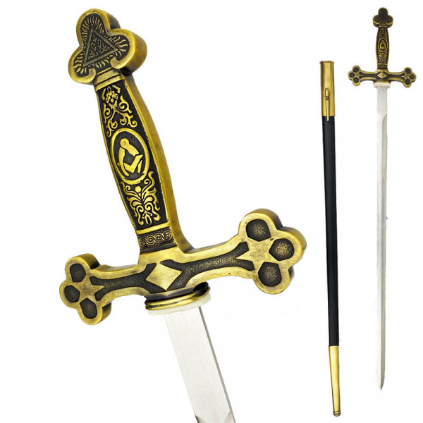 Къс масонски меч ТРИЛИСТНИК, модел от 17 век, автентично копие с ножница