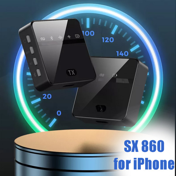 Интелигентен безжичен Bluetooth микрофон SX860 - предавател и приемник, BLACK, for iPhone, BF22