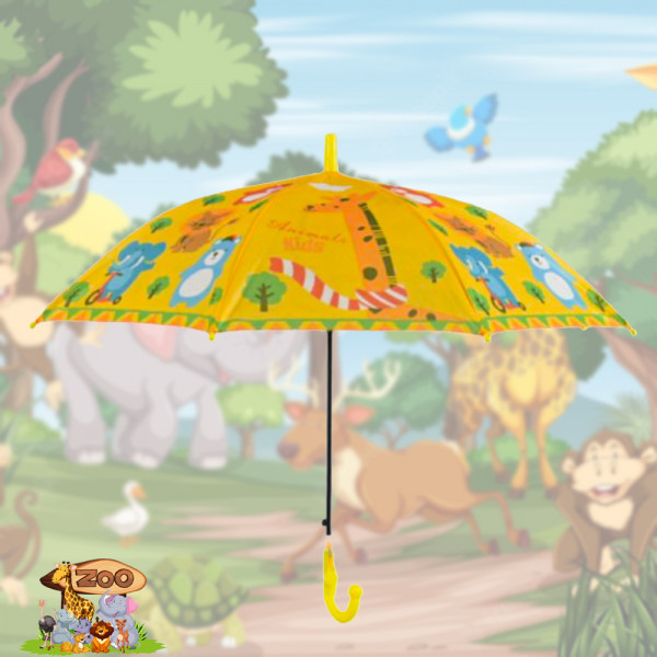 Детски цветен чадър YELLOW ZOO  със свирка закачена към дръжката 22222