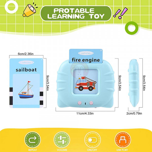 Детенце учи английски език: иновативна интелигентна образователна играчка за деца с карти на английски език, 219 двустранни карти, с USB зареждане