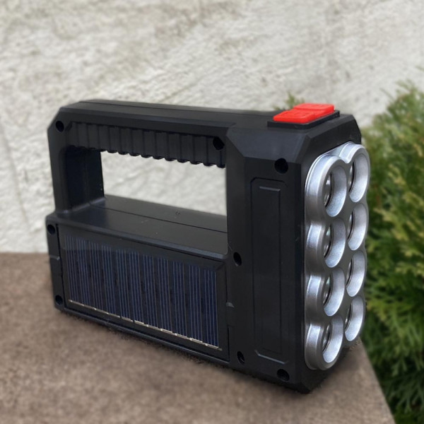 Акумулаторен ръчен LED фенер със соларен панел за къмпинг, риболов и др. - LF-180