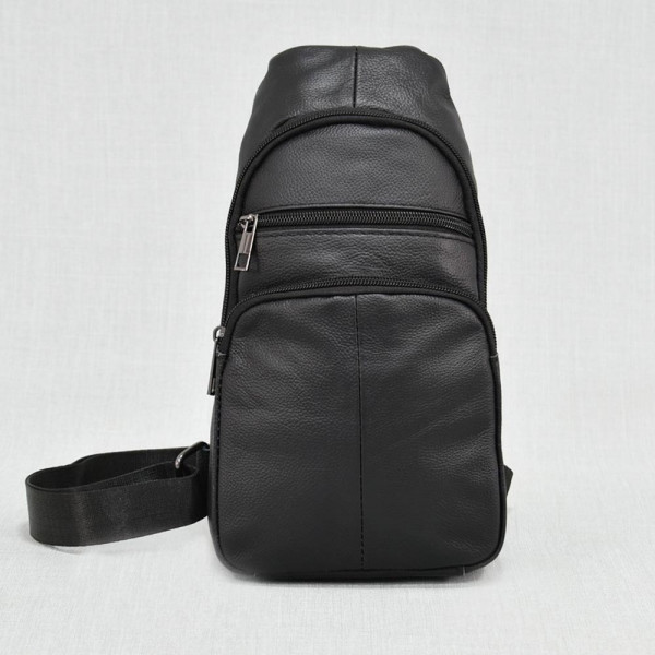 Луксозна чанта от естествена кожа 6727 - унисекс, черна