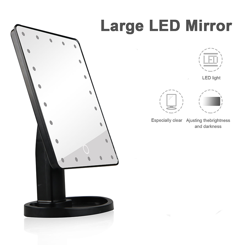Светещо огледало с 22 LED диодни светлини и стойка, LARGE LED MIRROR