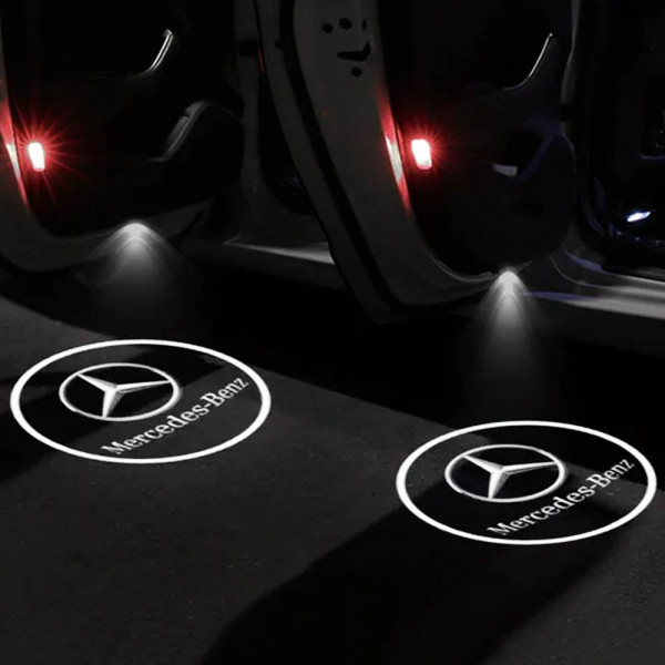 Безжични MERCEDES BENZ странични светлини за врата на кола JQ-666, 2 броя, LED лого, BFO3