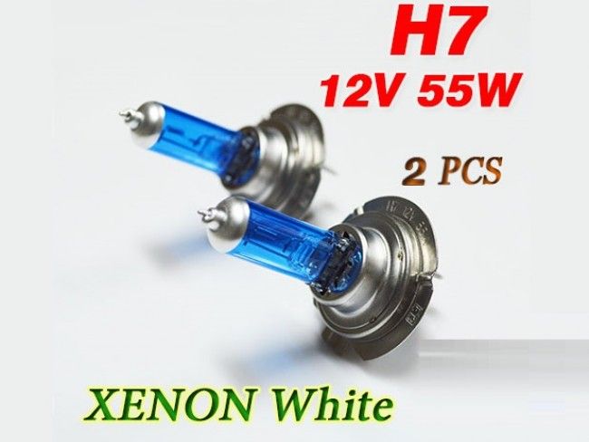 Mощни автомобилни крушки H7 12V 55W SUPER STAR XENON - 2 броя, БЕЛИ