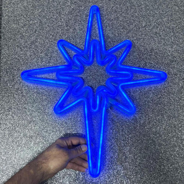 Светеща коледна LED звезда BLUE, водоусточйива, за вътре и навън, украса за стена, 52 см