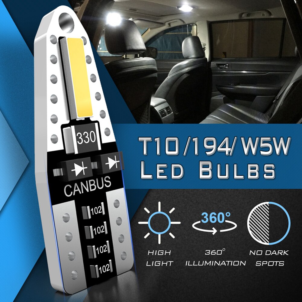 LED Лед Диодни Крушки За Габарит, Т10 W5W, Canbus, 12V, Бяла Светлина