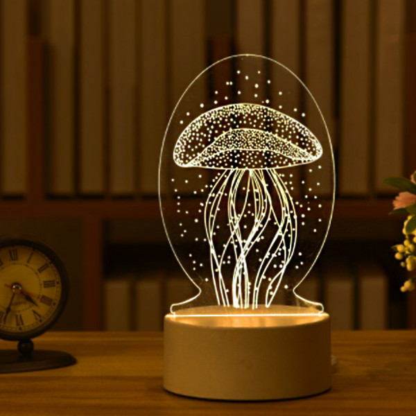 Стилна триизмерна LED лампа 3D CREATIVE JELLYFISH