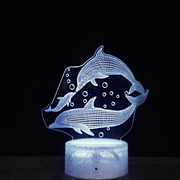 Стилна триизмерна LED лампа 3D CREATIVE DOLPHIN