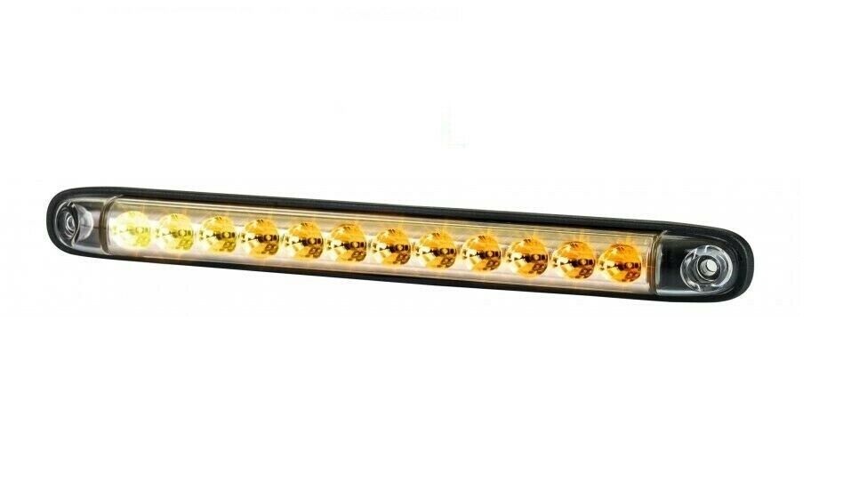 26см LED Лед Динамичен Бягащ Мигач, Жълта Светлина, 12V - 24V, E-Mark, 12 Диода,