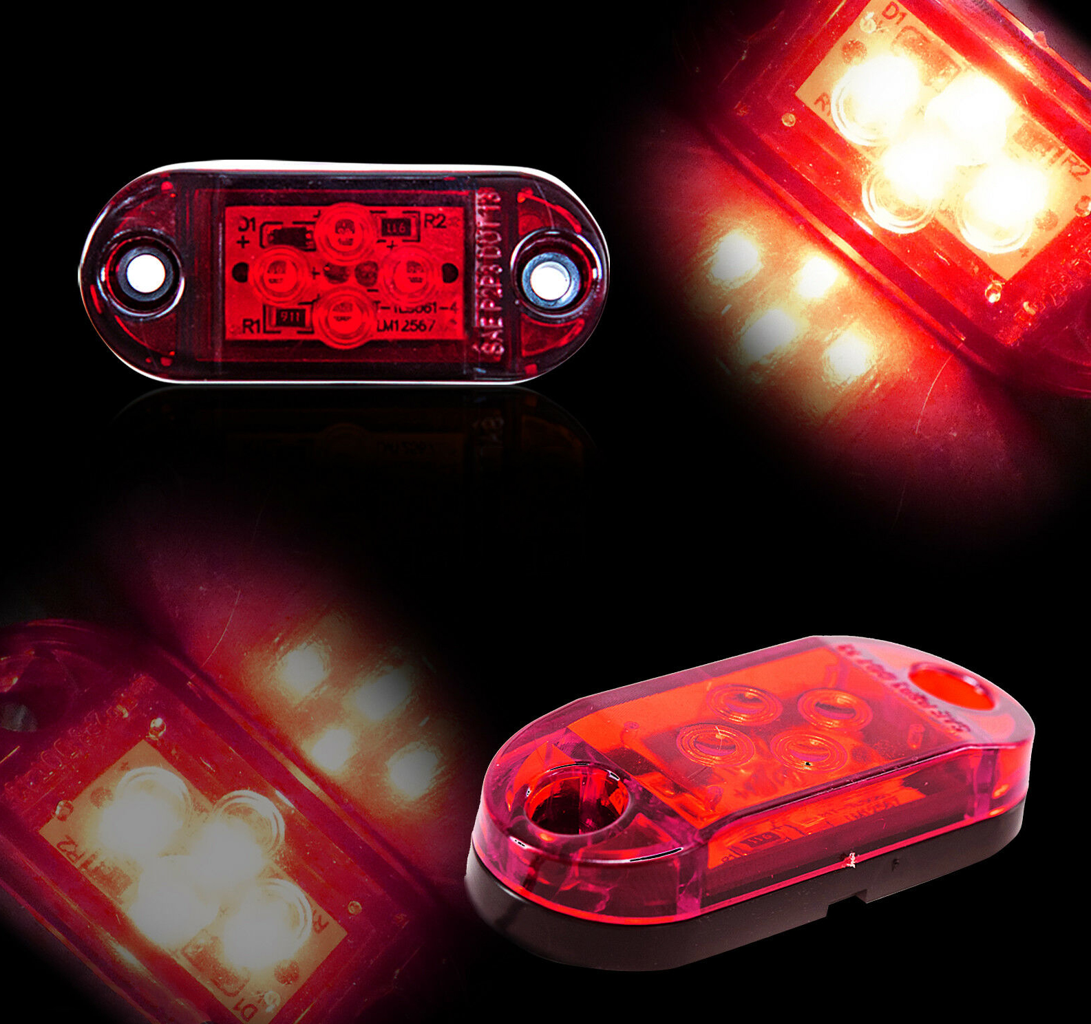 LED Диоден Габарит,Червен Цвят, Маркер, 4 SMD Диода, 24V
