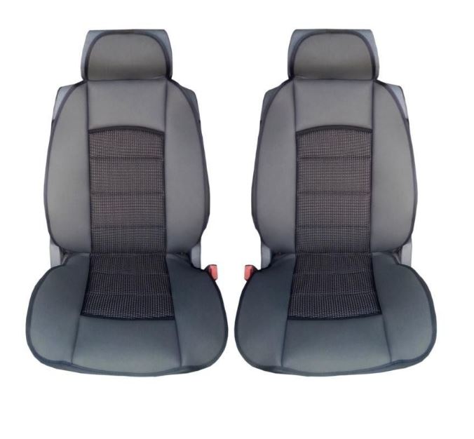 1 + 1 Универсални калъфи, тапицерия за предни седалки, Масажор, високо качествен текстилен материал, Черно