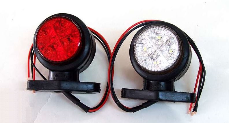 2 броя 8 LED 24V LED - Гумени Диодни Странични Маркери Рогчета Светлини За Камион Ремарке Платформа Бяло Червено