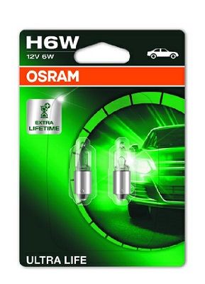 Комплект 2 броя халогенни крушки Osram H6W Ultra Life 12V, 6W, BAX9s