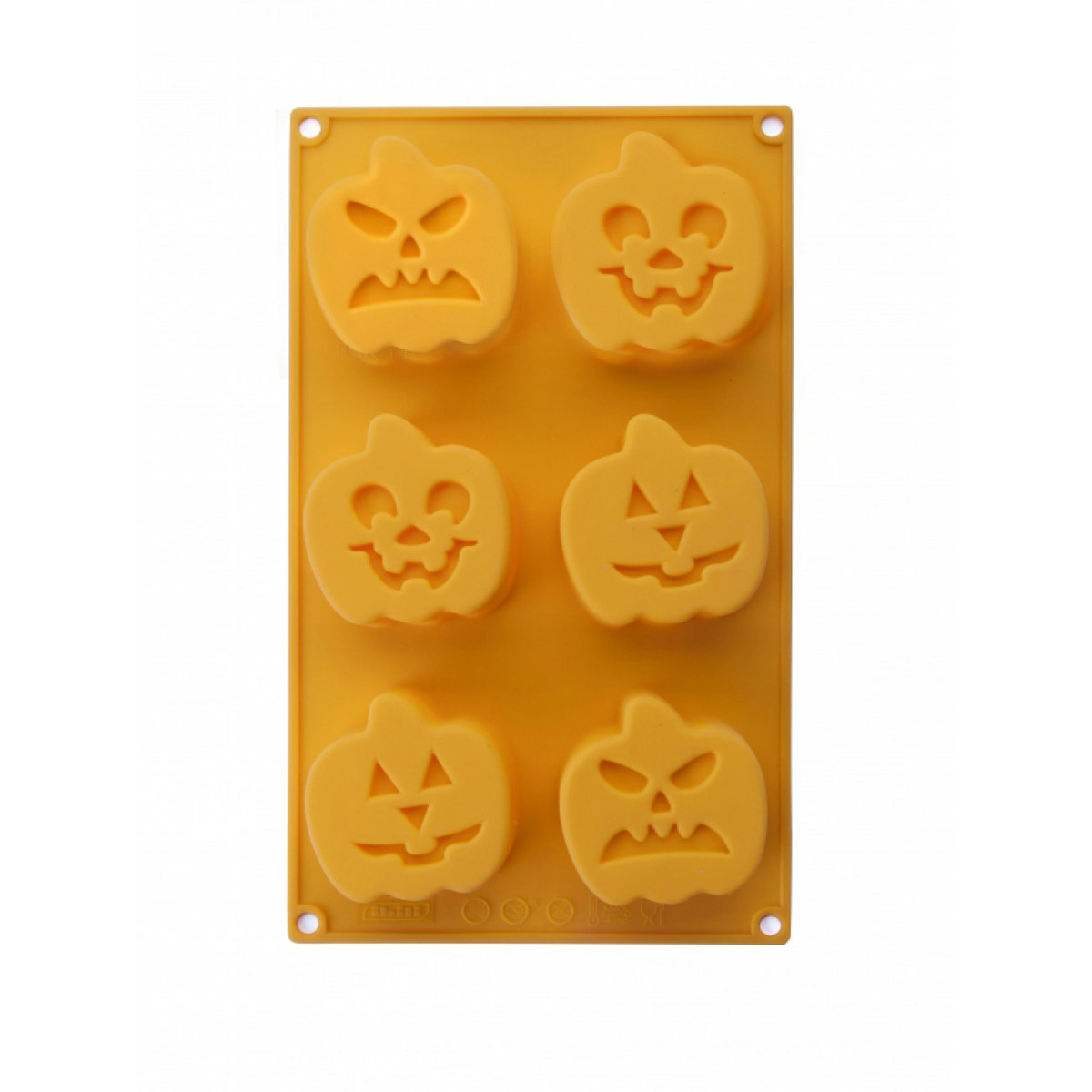 Форма за сладки с дизайн на тикви за Хелоуин IBILI IB 872500, 6 форми, Силикон, Жълт