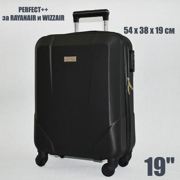 BUSINESS LINE ABS-твърд спинър BLACK 2.5 кг за ръчен багаж PERFECT++ за RAYANAIR и WIZZAIR 8067 19"