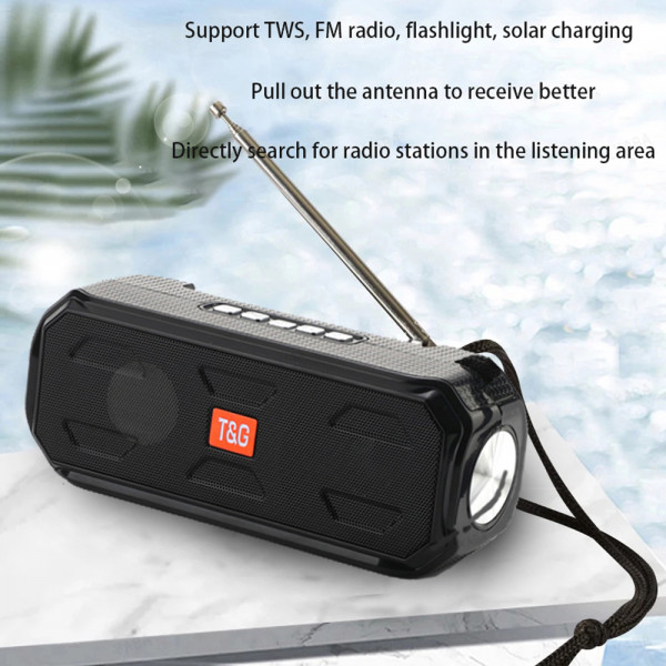 Луксозна Bluetooth колона със соларен панел TG-280 - мощен фенер, FM радио, акумулатор, слот за USB флашка и карта памет