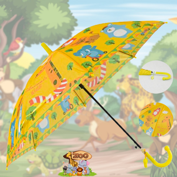 Детски цветен чадър YELLOW ZOO  със свирка закачена към дръжката 22222
