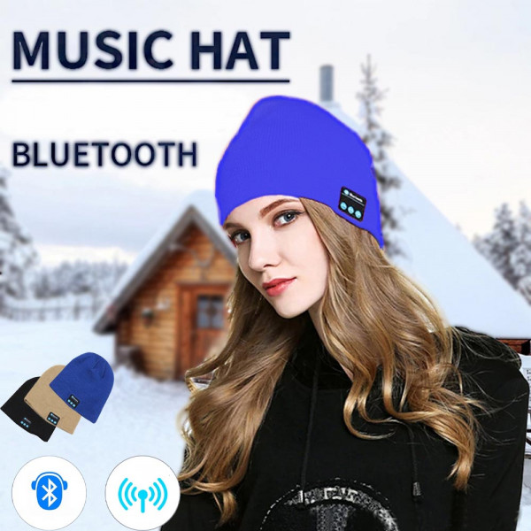 Музикална MP3 шапка с вградени Bluetooth слушалки за музика - BLUE,  BF22