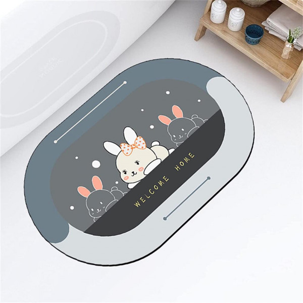 Супер абсорбираща подложка за баня BATH MAT "WELCOME HOME - BUNNY" - антихлъзгаща, водоабсорбираща, килимче, BF22