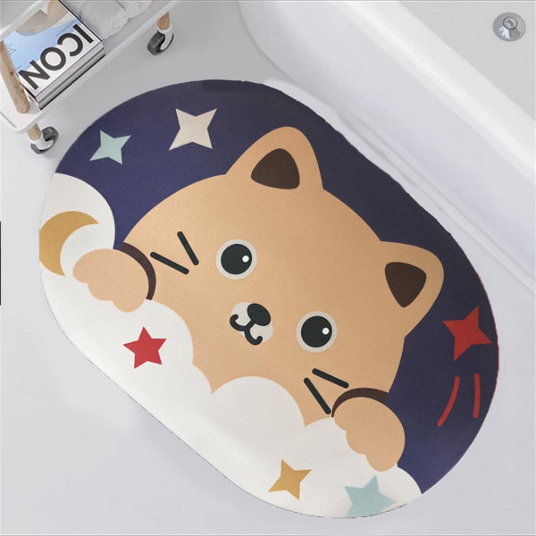 Супер абсорбираща подложка за баня BATH MAT "CAT" - антихлъзгаща, водоабсорбираща, килимче, BF22