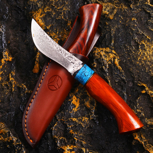 Ръчно изработен ловен нож LION ORIENT DADMASKUS, VG10, кожена кания, подаръчна кутия