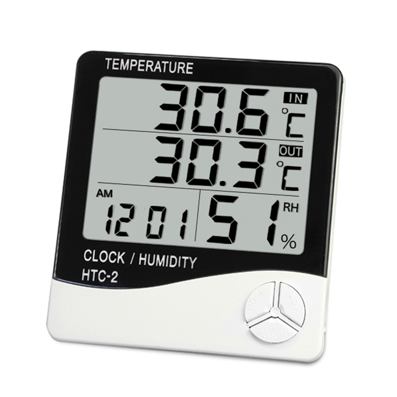 Метеостанция HTC-2, Термометър вътрешна и външна температура, Влагомер, Часовник