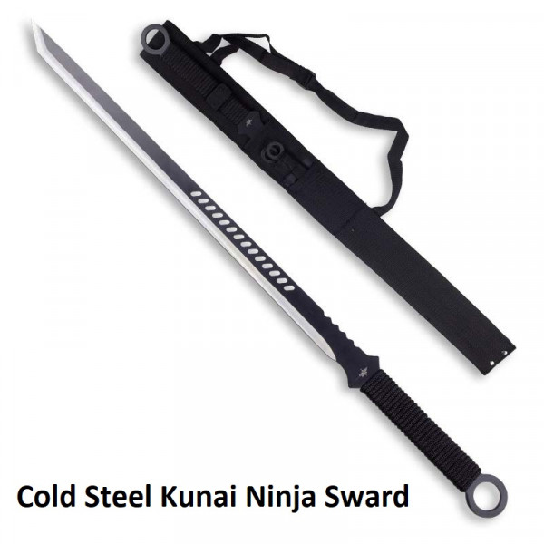 Прав японски меч Black Kunai Ninja Sword COLD STEEL, въглеродна стомана с покритие от титанов оксид