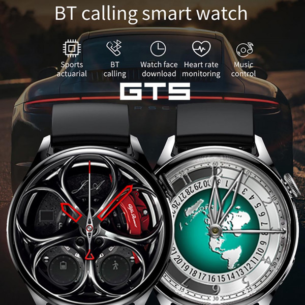Луксозен смарт часовник GT5 - Bluetooth, IP68, унисекс, лек и удобен, известия