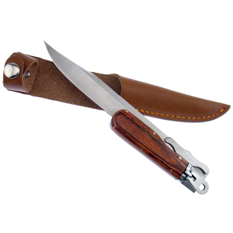 Тежък, полу сгъваем ловен нож с дебела кожена кания KCC10592N