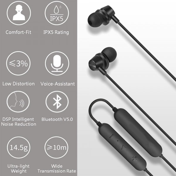 Безжични спортни Bluetooth слушалки с магнит KLGO HK-10BL