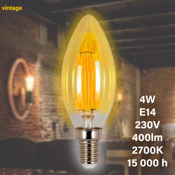 4W LED винтидж крушка Е14- LED КРУШКА VINTAGE BFV35 LED 4W E14-2700