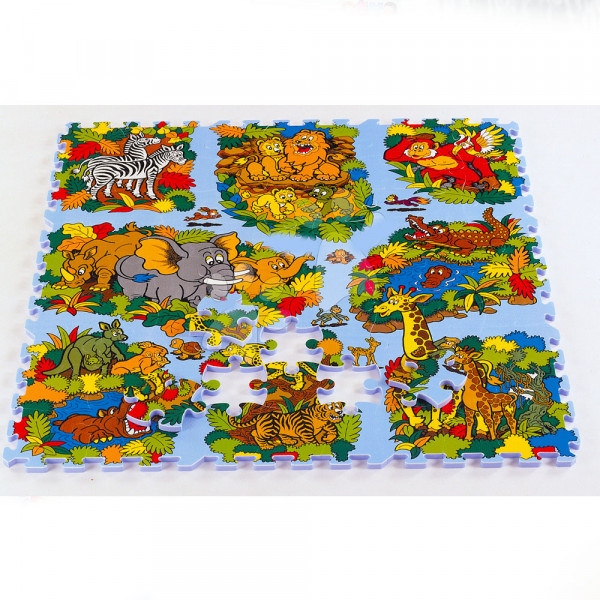 Пъзел-постелка "ДЖУНГЛА"🐆 NEW PRINTING FOAM PUZZLE MAT - 81 части, TM007