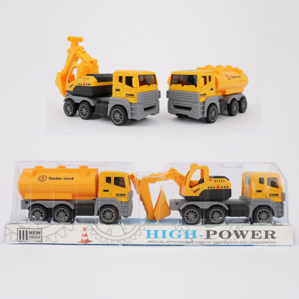 Детска играчка комплект жълти камиони с багер 339-9