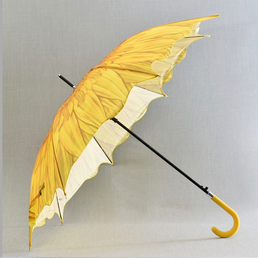 3D вълнообразен автоматичен дамски чадър SUMMER YELLOW FLOWER 14-449