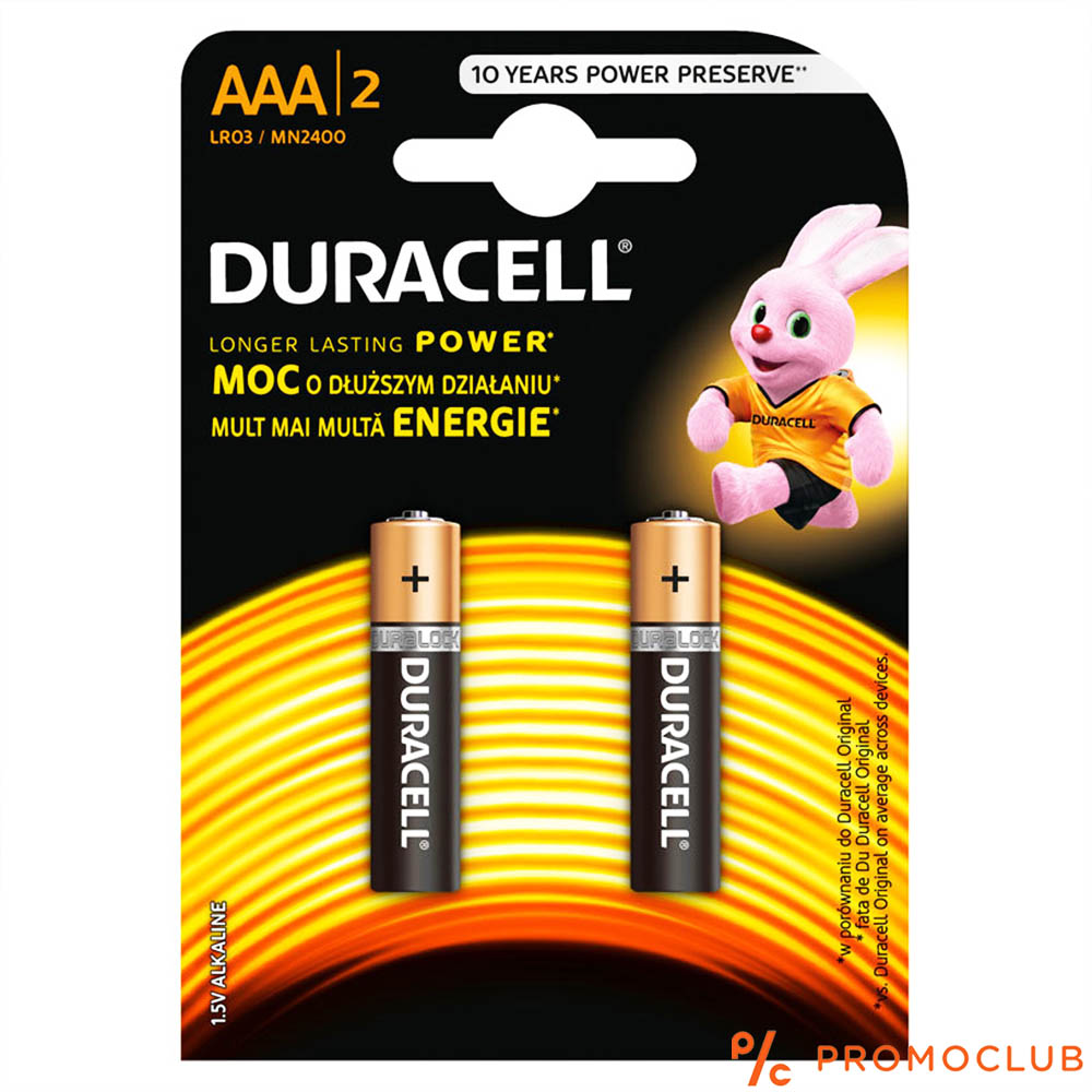 Две батерии DURACELL AAА, 1.5V LR03, DURALOCK Alcaline