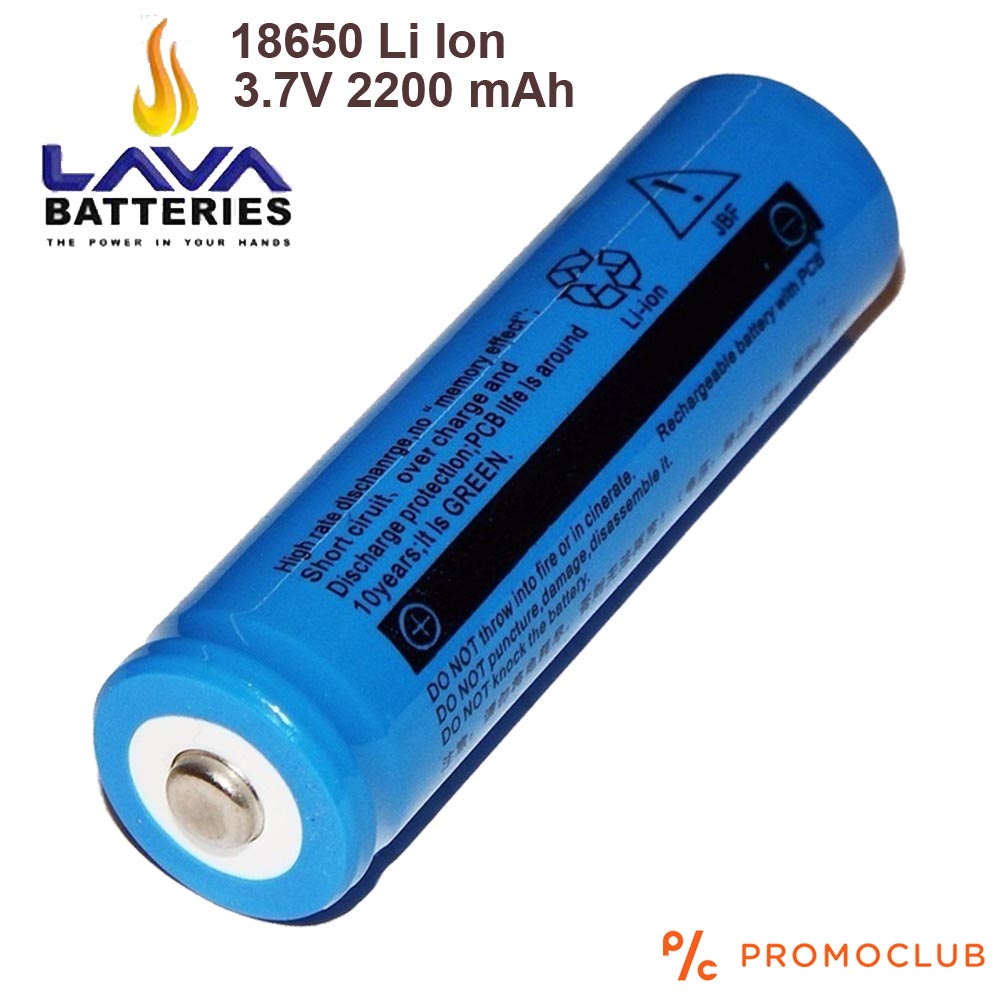 Li Ion 18650 акумулаторна батерия LAVA висок клас 3.7V 2200 mAh, с пъпка