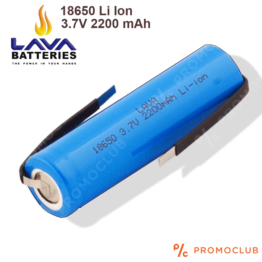 Li Ion 18650 акумулаторна батерия LAVA висок клас 3.7V 2200 mAh, БЕЗ ПЪПКА