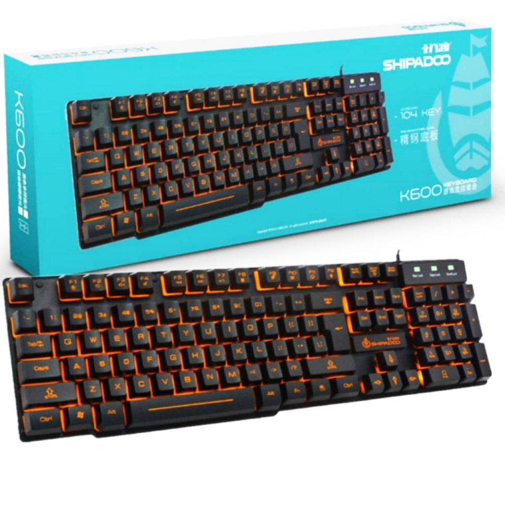Геймърска клавиатура Shipadoo K600 с водоустойчив дизайн и подсветка, два цвята