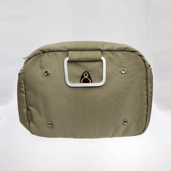 Удобна текстилна чанта за лаптоп 13" 2256, с 2 джоба и метални дръжки с кожена закопчалка за удобство в дланта