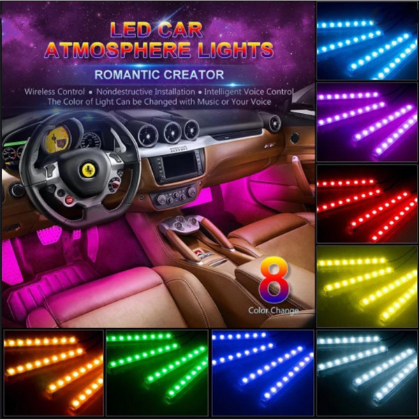LED осветление за автомобили: 12V, четворен сет, дистанционно управление RGB, BFO, BF22