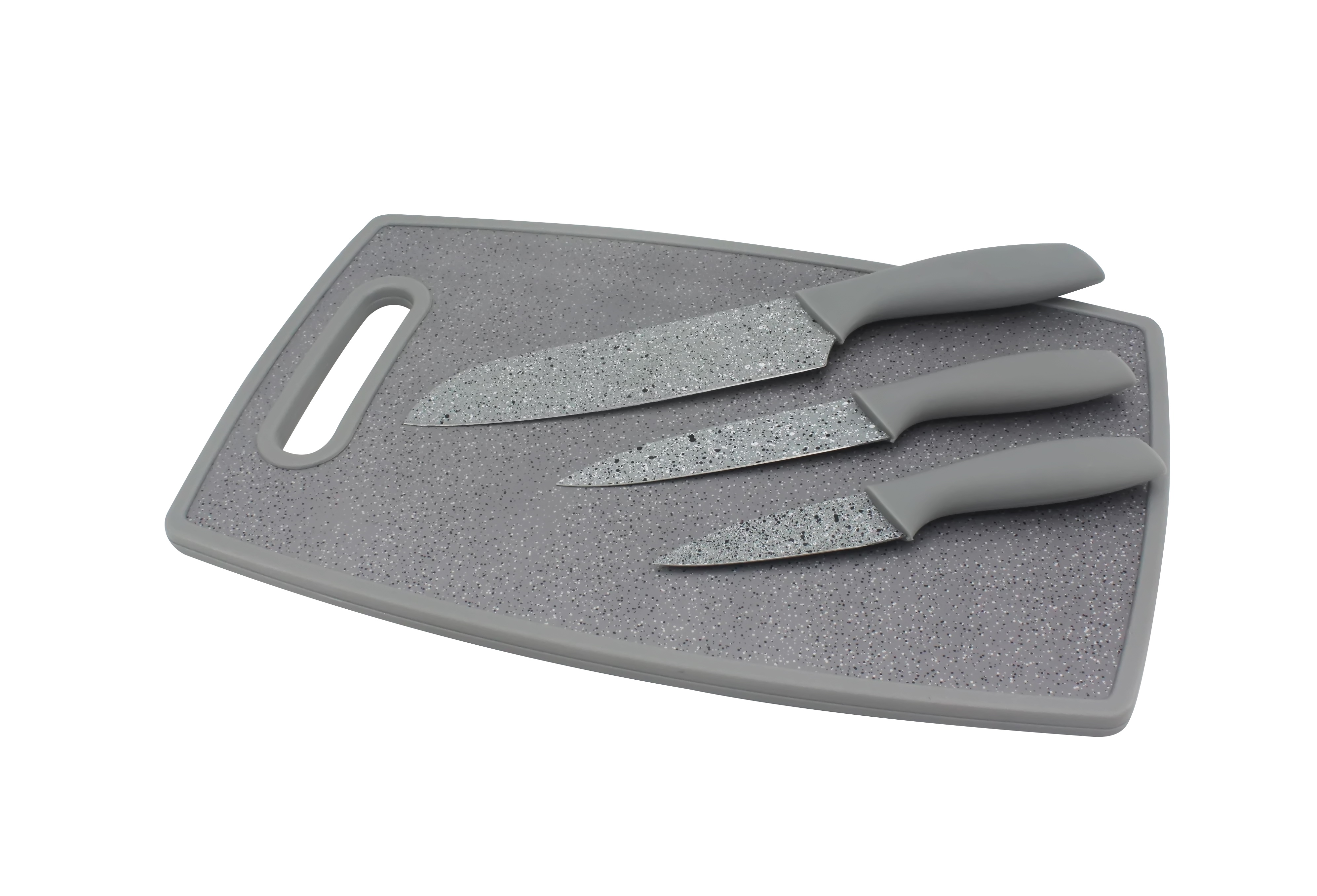 Комплект ножове 3 броя и дъска за рязане ZEPHYR ZP 1633 C3B, Сив