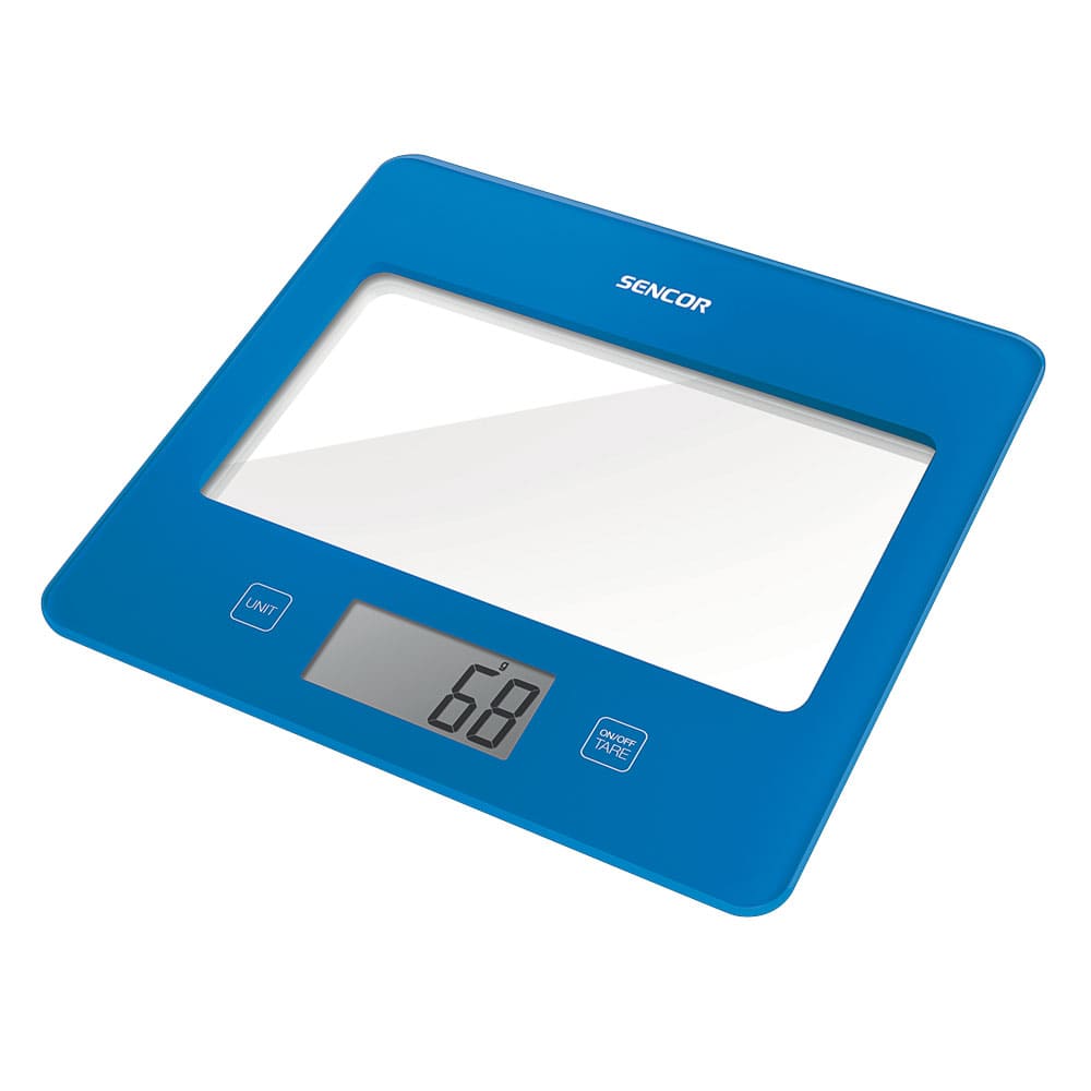 Кухненска дигитална везна Sencor SKS-5022BL, 5 кг, LCD екран, Включена батерия, Син