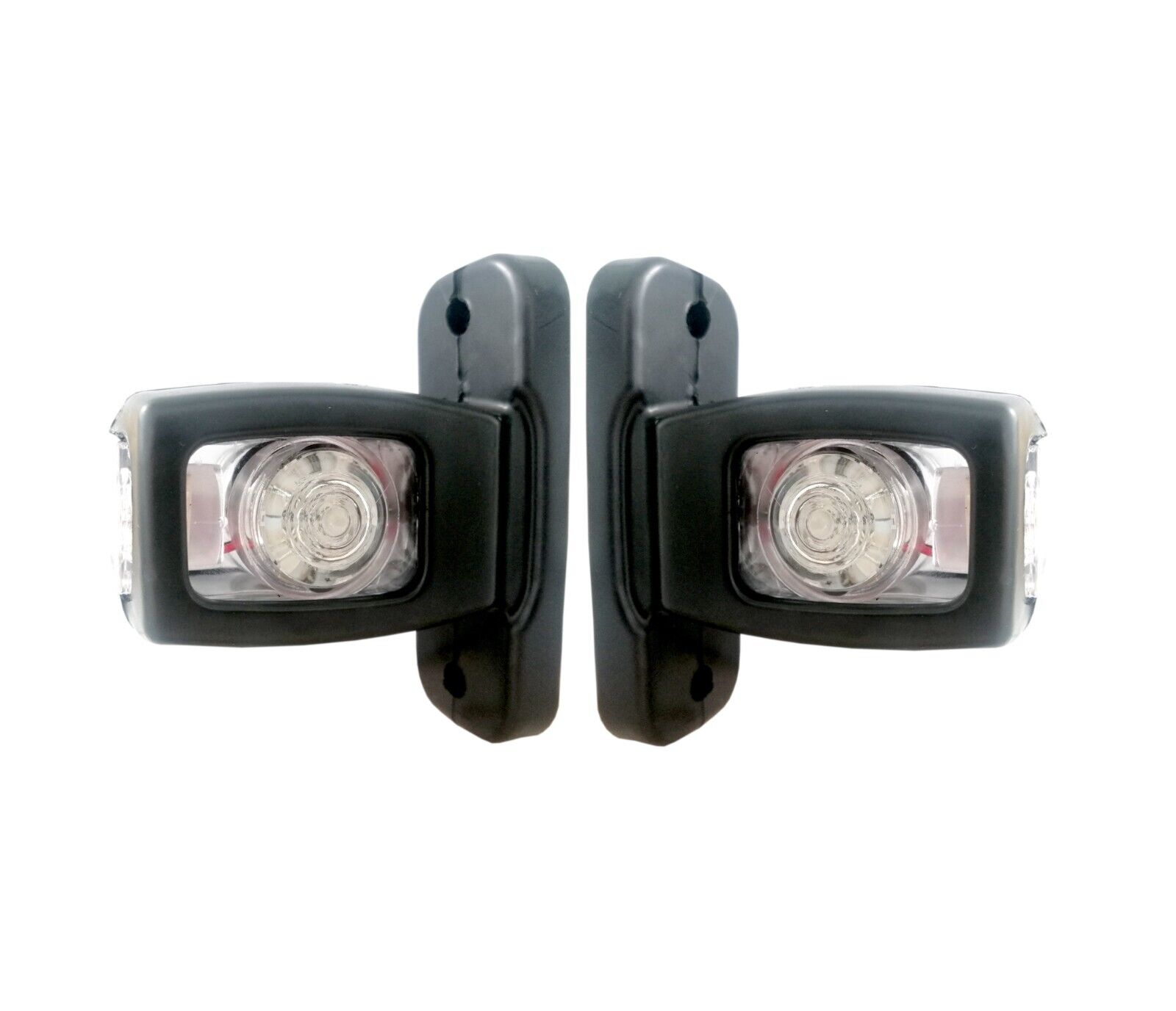 Комплект 2 броя ЛЕД LED Диодни странични гумени рогчета маркери габаритни светлини за камиони тирове и ремаркета платформи и др. с широка основа 12V-