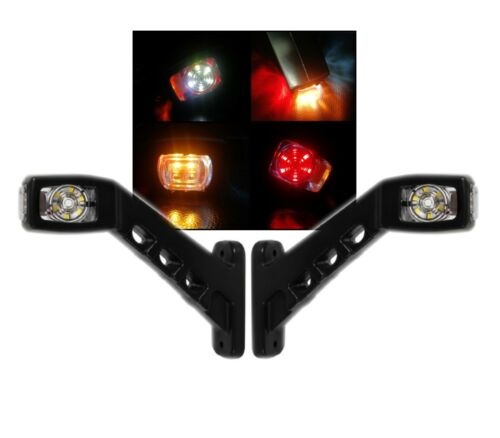 Комплект 2 броя ЛЕД LED странични гумени рогчета / маркери, габаритни светлини за камиони, тир, ремарке, каравана - 12V / 24V - бяло, oранжево, червен