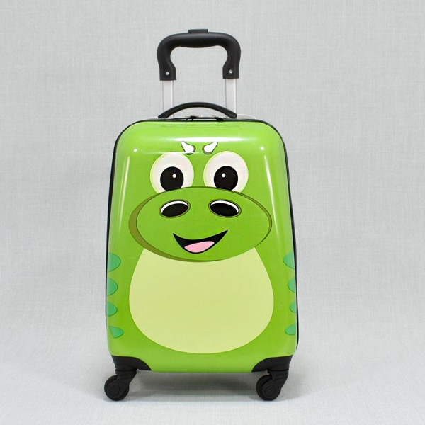 Детски куфар GREEN DINO 31800, 4 безшумни колела, изтегляща се дръжка, поликарбон